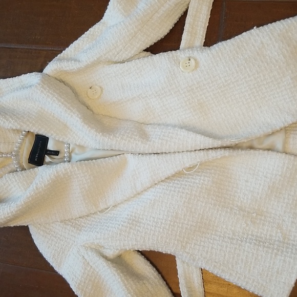 BCBG MAXAZRIA Womens Winter White Belted Short Coat Size Medium - Picture 6 of 13